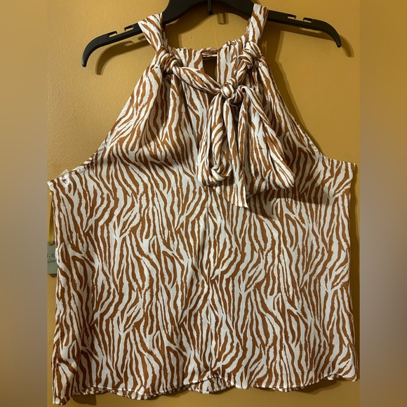 Sierra Brown Zebra print blouse - Picture 1 of 5